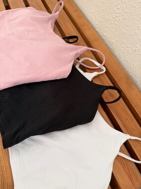 Athletic Spaghetti Strap crop Top bundle - Pink, Black, White